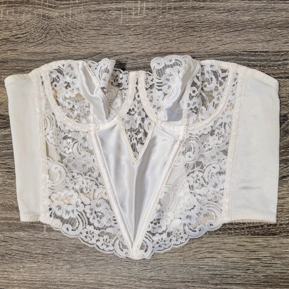 Christian Dior Intimates Lace Floral Corset Bustier Top Ivory 4975 - 36B